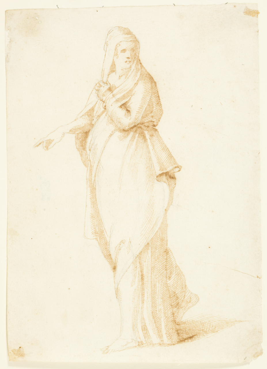 studio di figura femminile (disegno) - ambito emiliano (sec. XVI)