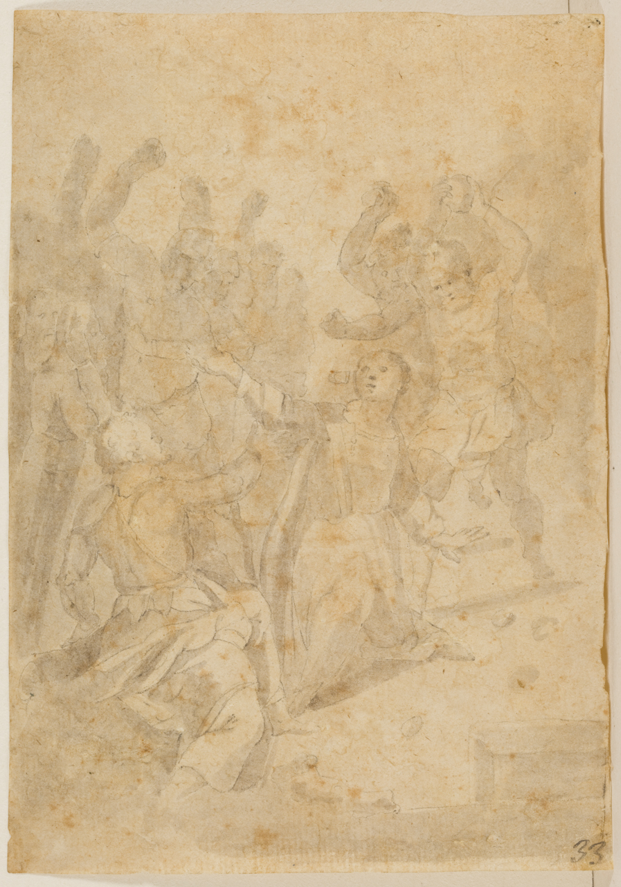 lapidazione di Santo Stefano (disegno) - ambito bolognese (sec. XVII)