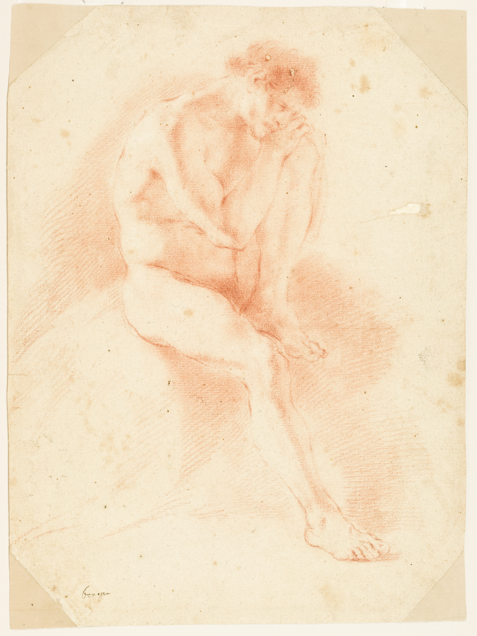 nudo maschile (disegno) di Beinaschi Giovan Battista (sec. XVII)