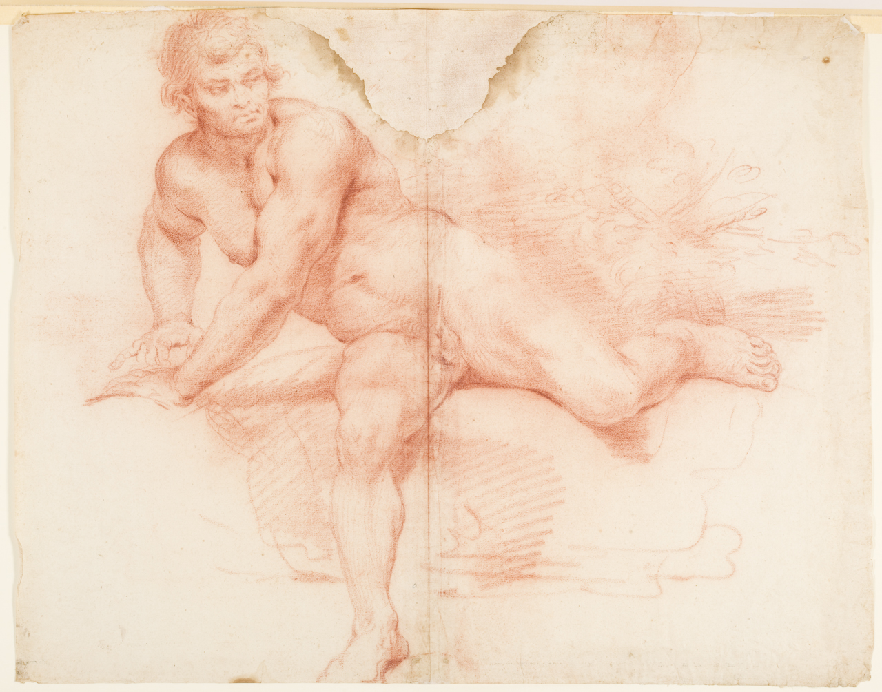 nudo maschile (disegno) - ambito napoletano (sec. XVIII)