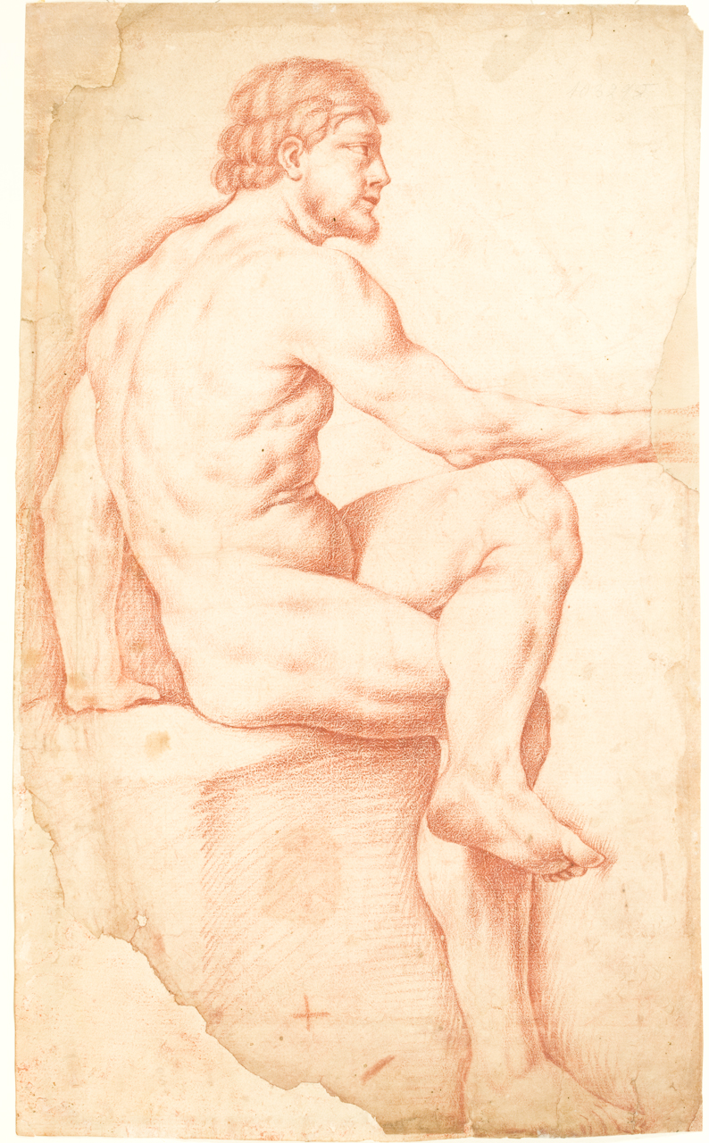 nudo maschile (disegno) di Vaccaro Andrea (attribuito) (metà sec. XVII)