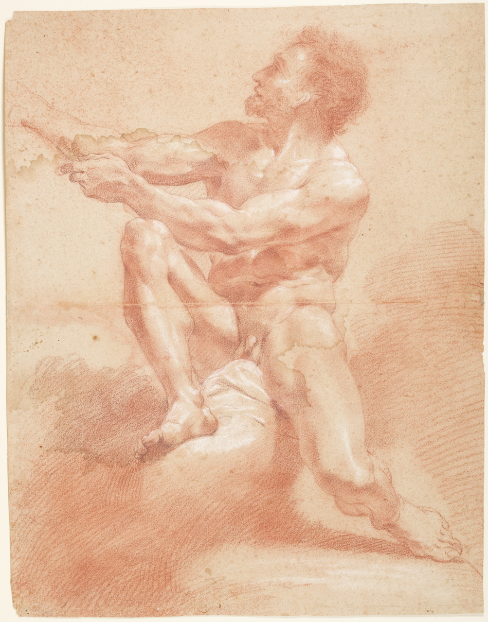 nudo maschile (disegno) - ambito napoletano (prima metà sec. XVIII)