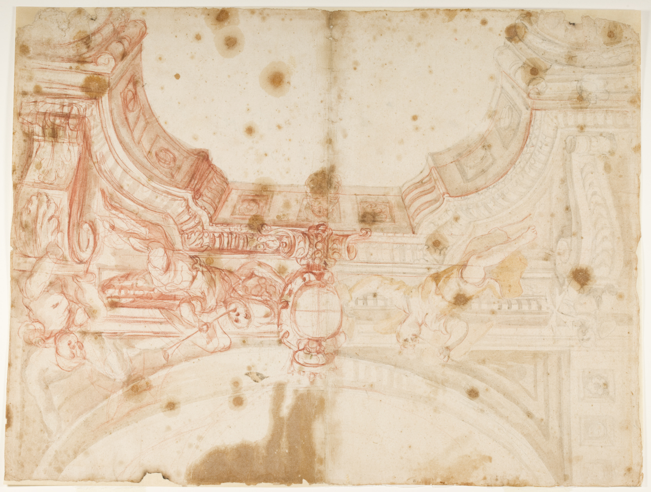 studio di affreschi per volta di chiesa (disegno) di Preti Mattia detto Cavalier Calabrese (sec. XVII)