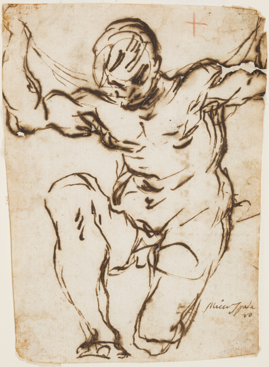 Atlante, nudo maschile (disegno) di Gargiulo Domenico detto Micco Spadaro (metà sec. XVII)