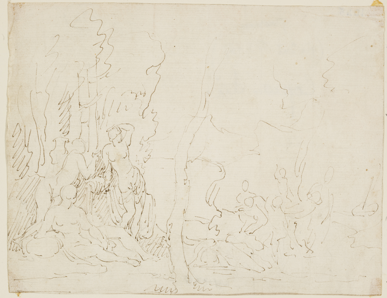 Ninfe al bagno (disegno) di Poussin Nicolas (bottega) (sec. XVII)