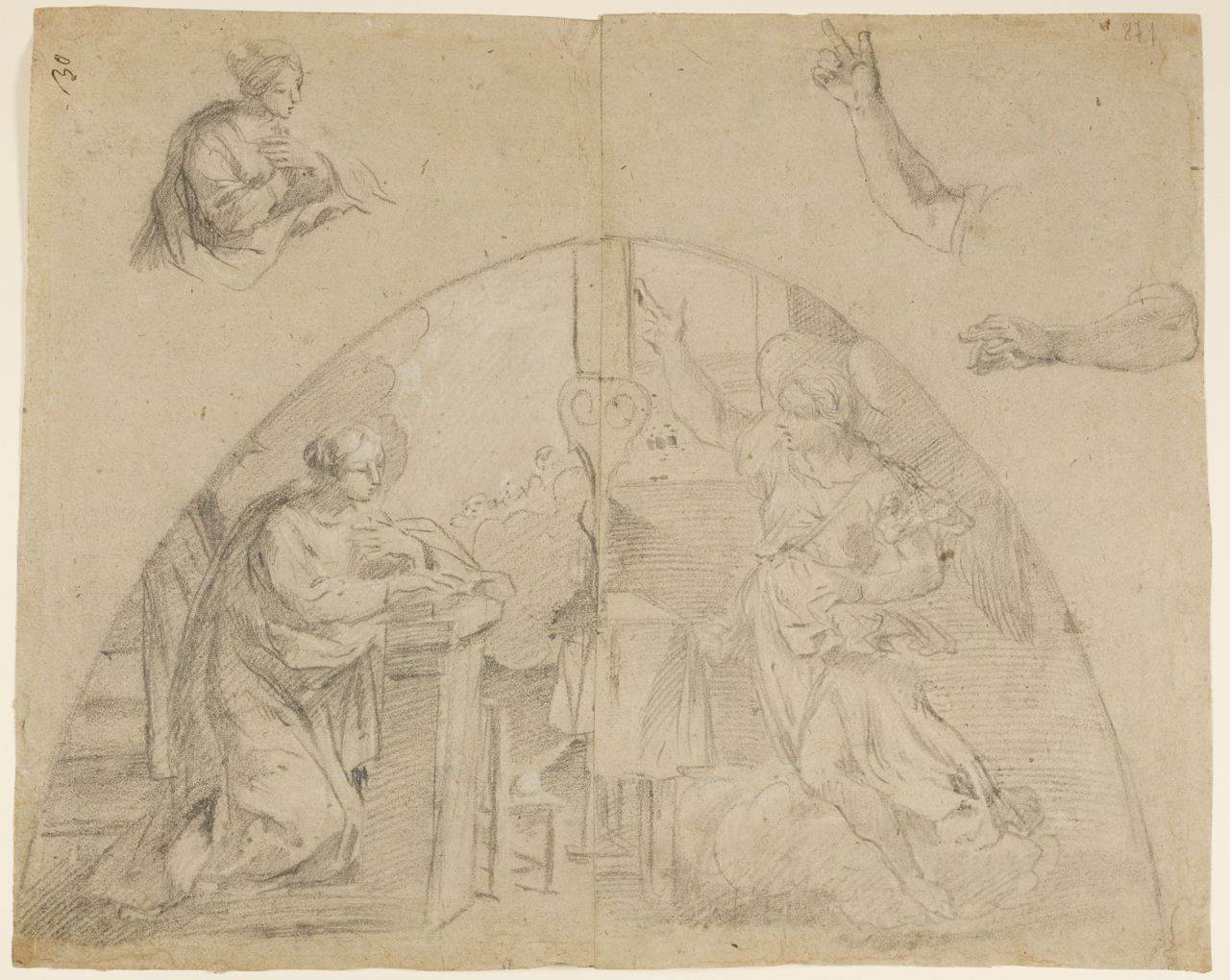Annunciazione (disegno) di Tacconi Innocenzo (secc. XVI/ XVII)