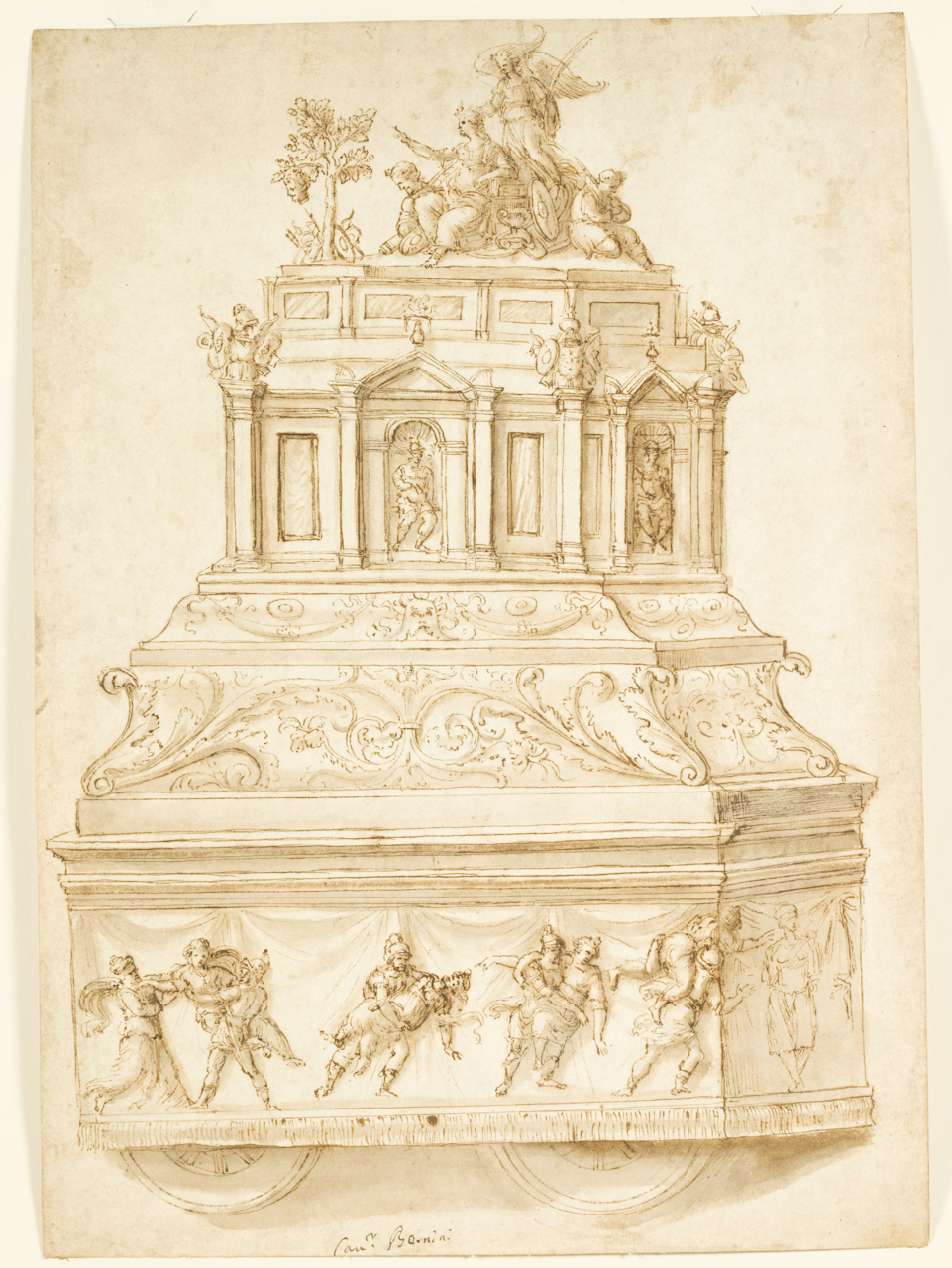 carro allegorico (disegno) di Maestro di Oxford (attribuito) (primo quarto sec. XVI)