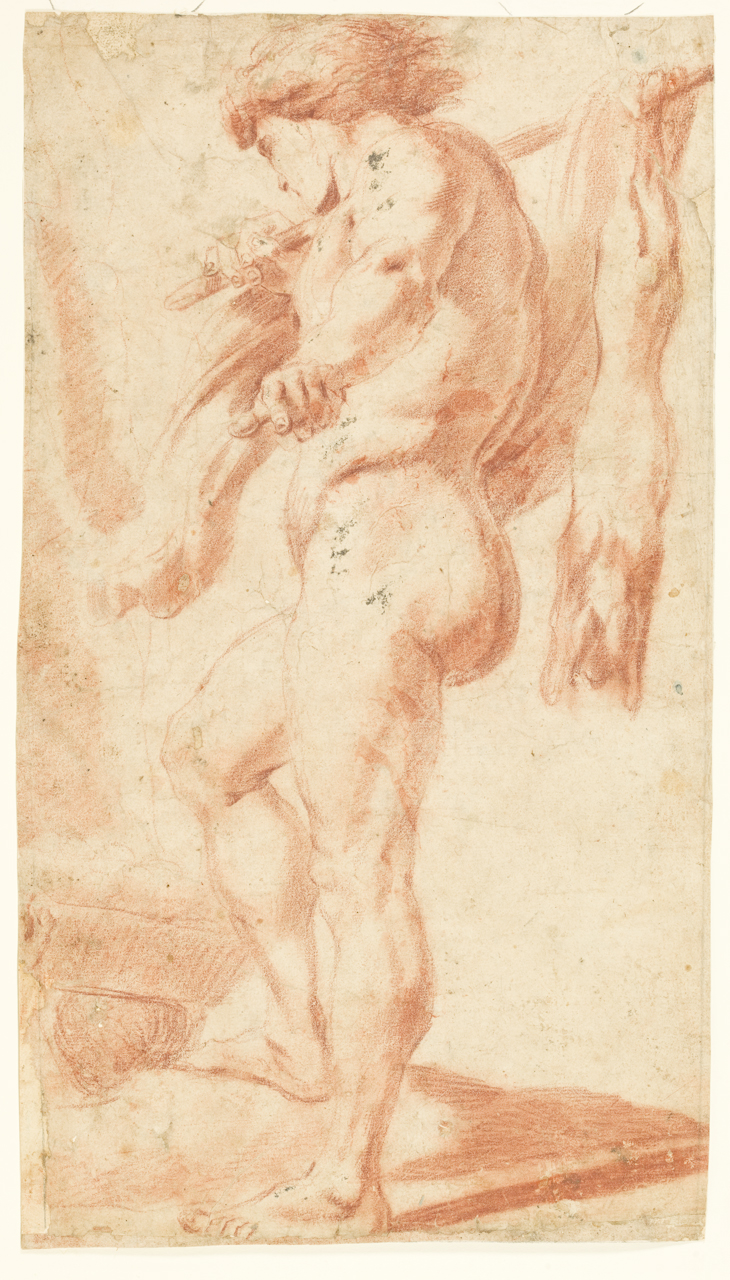 studio di nudo maschile (disegno) di Testa Pietro detto Lucchesino (attribuito) (prima metà sec. XVII)