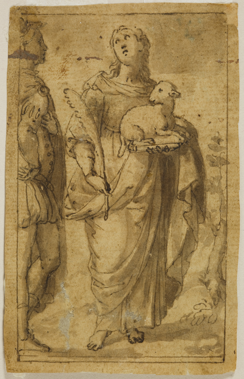 Sant'Agnese (disegno) di Zuccari Federico (scuola) (seconda metà sec. XVI)