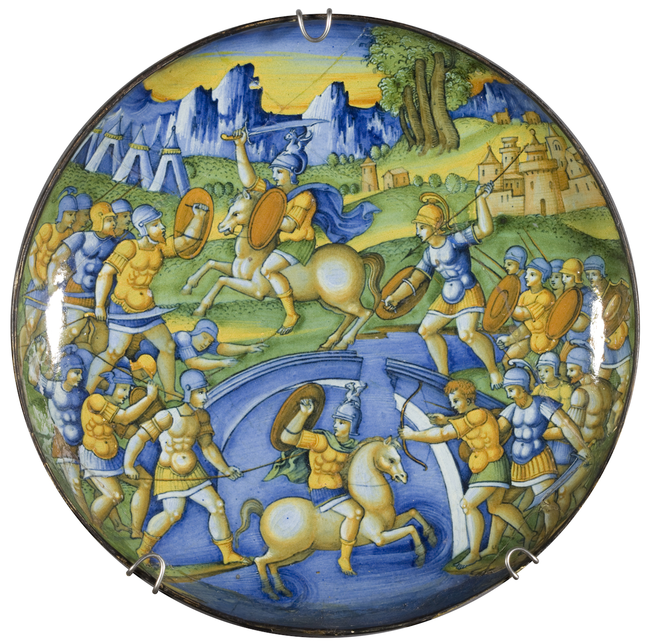 Orazio Coclite sul Ponte Sublicio (coppa) di Manara Baldassarre (secondo quarto sec. XVI)