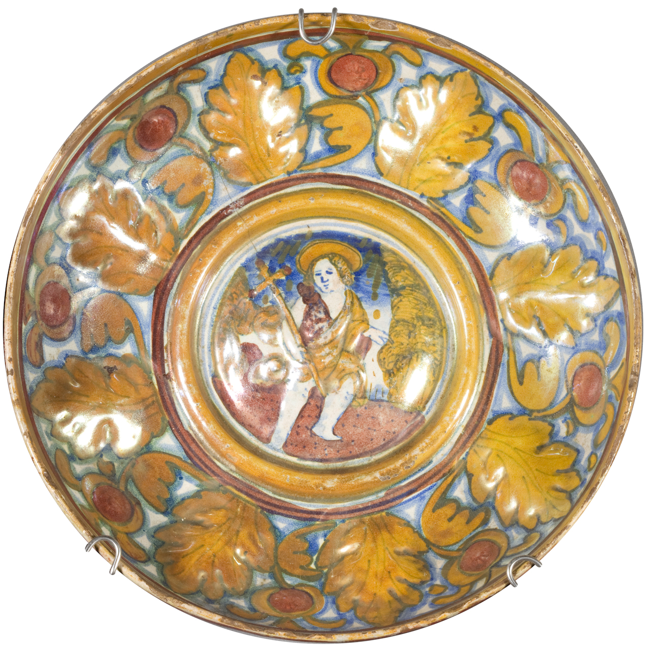 San Giovannino, motivo decorativo vegetale (coppa) - manifattura eugubina (secondo quarto sec. XVI)