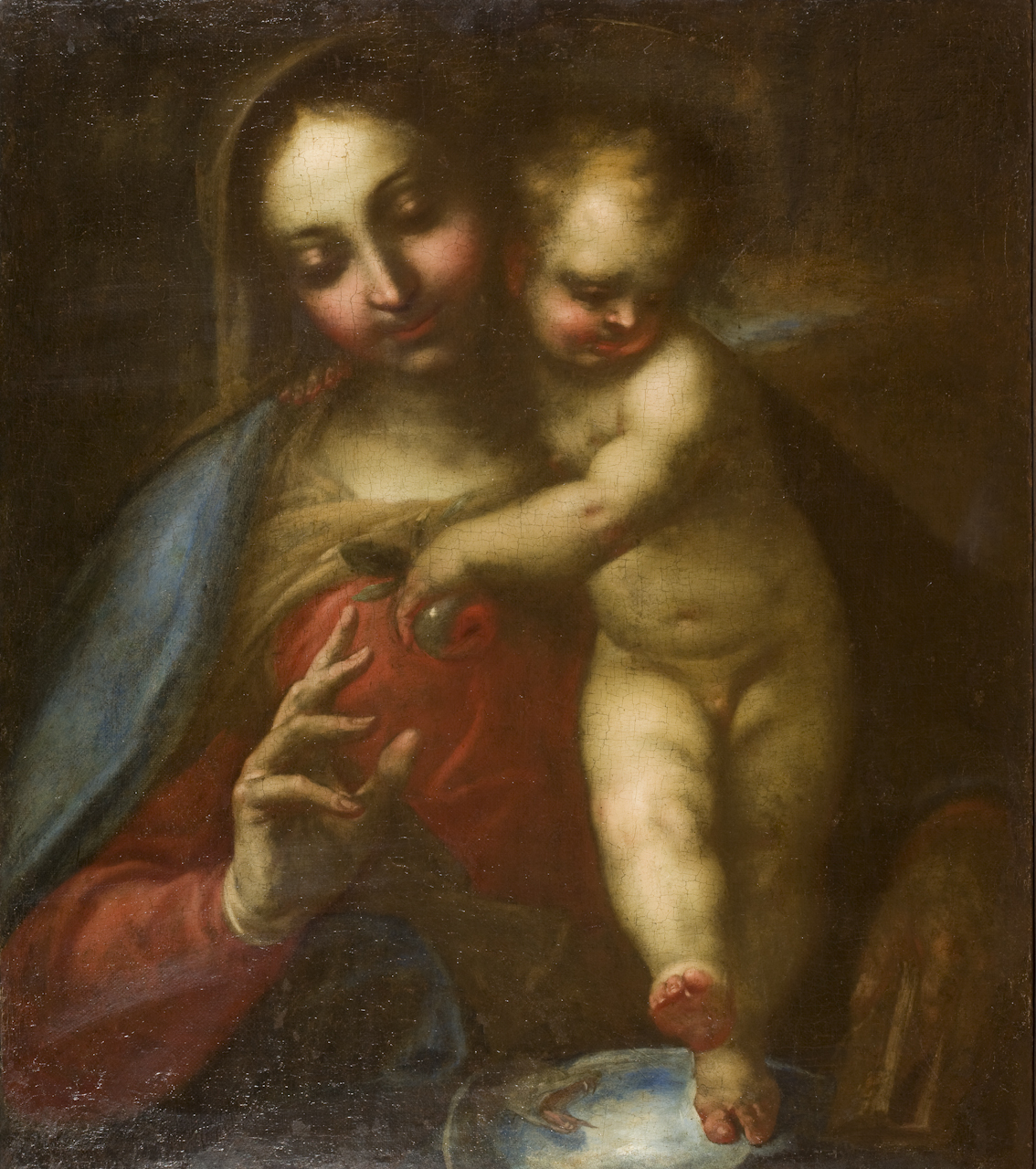 Madonna con bambino (dipinto) di Giordano Luca (sec. XVII)