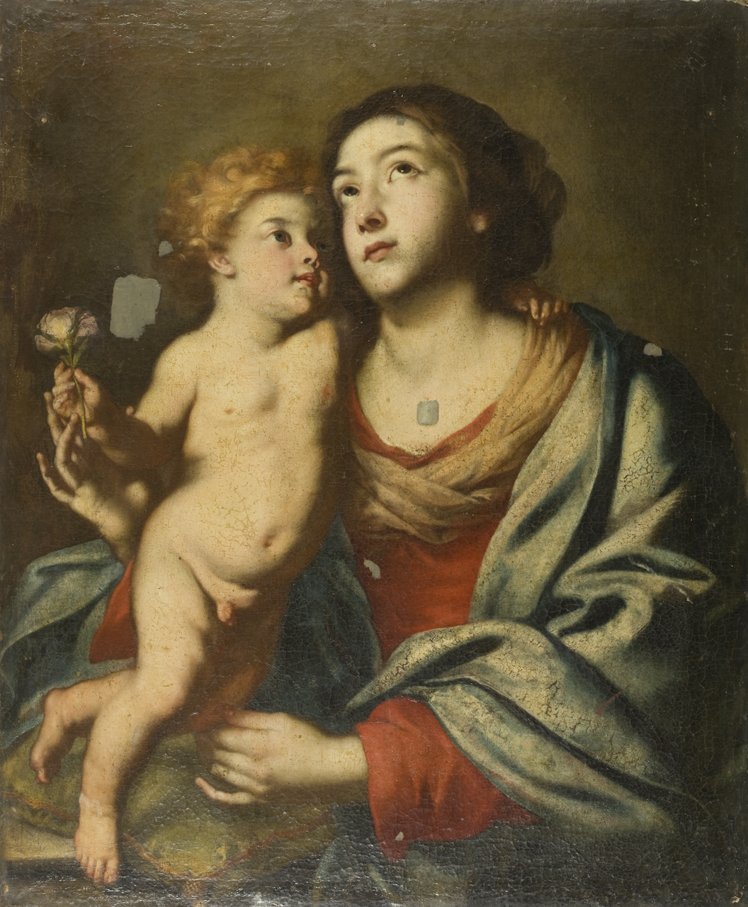 Madonna con bambino (dipinto) di De Simone Niccolò (sec. XVII)