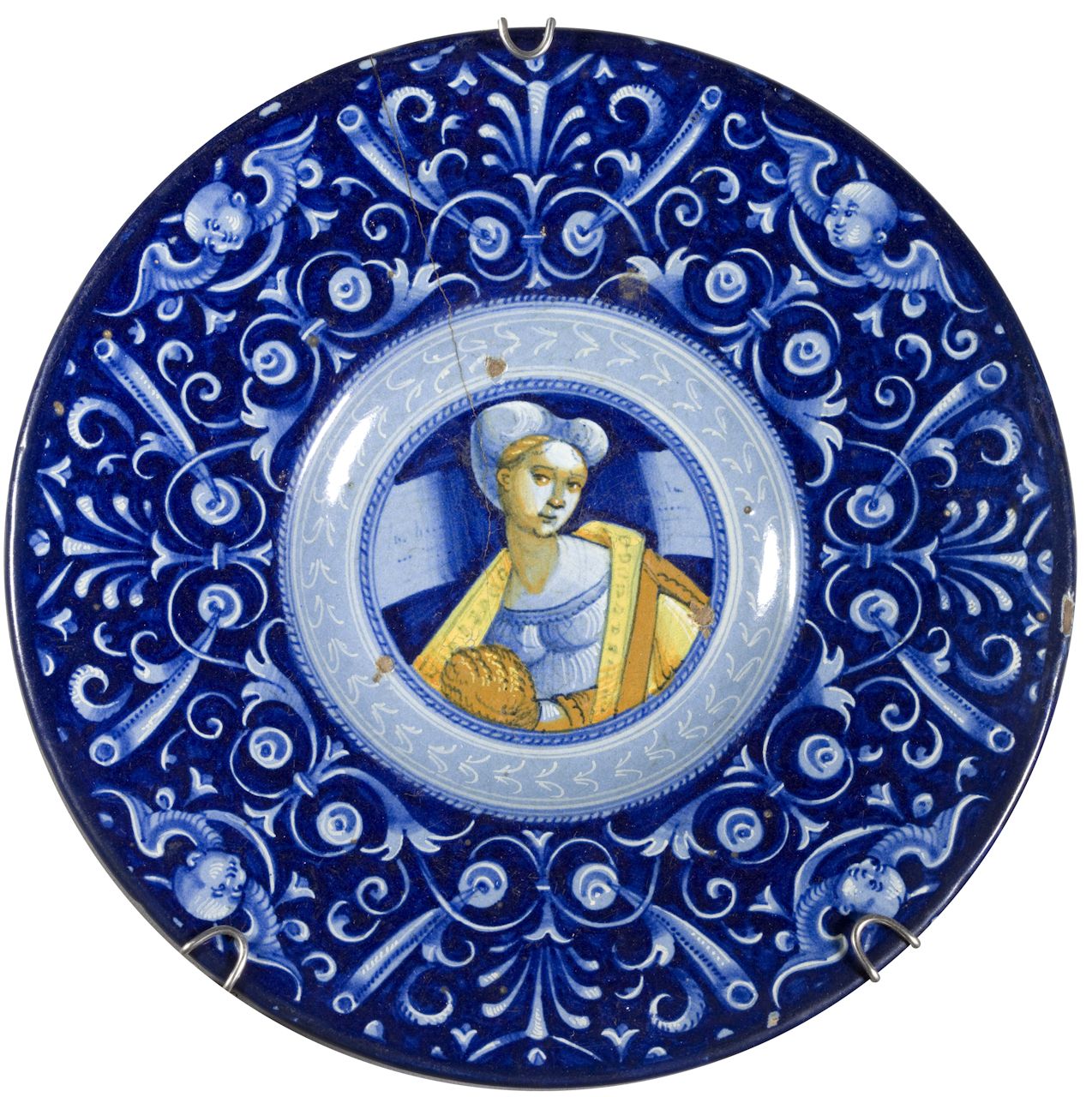 busto di donna (piatto) - manifattura faentina (sec. XVI)