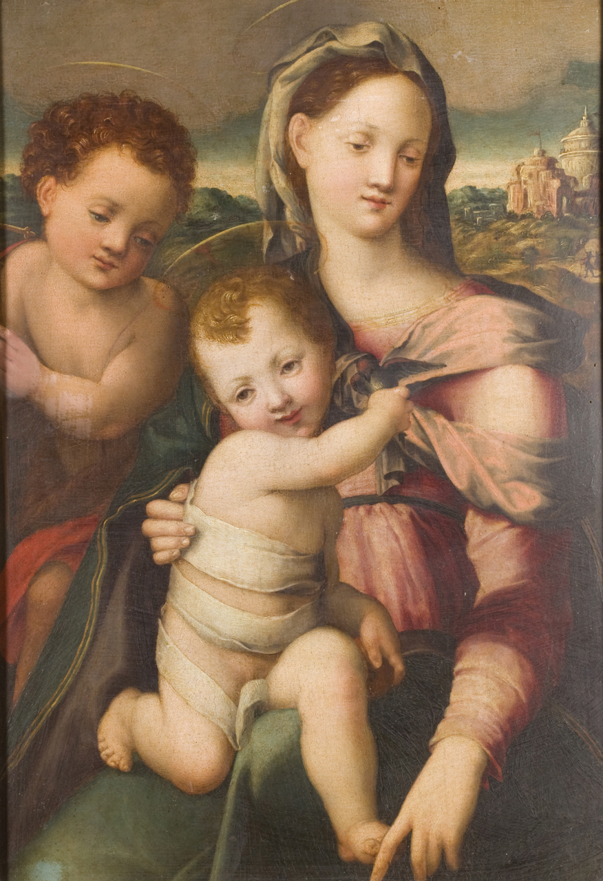 Madonna con Bambino e San Giovannino (dipinto) di Michele Tosini detto Michele di Ridolfo del Ghirlandaio (sec. XVI)