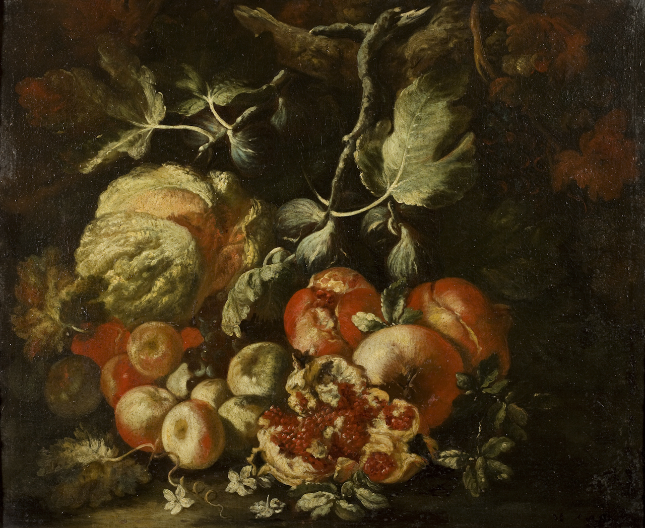 natura morta con fiori e frutta (dipinto) di Ruoppolo Giovan Battista (attribuito) (sec. XVII)