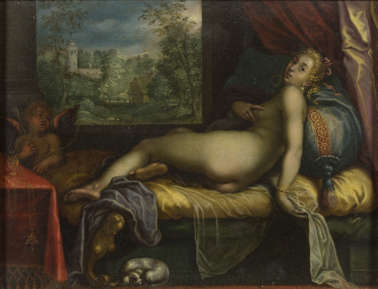 Venere e Cupido (dipinto) di Peter Van Der Meeren detto Pietro Mera (secc. XVI/ XVII)