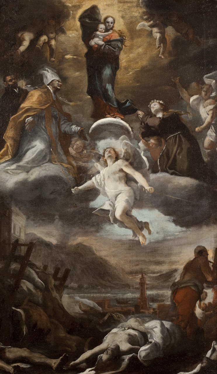 L'Immacolata e i Santi patroni proteggono Napoli dalla peste del 1656 (dipinto) di Preti Mattia detto Cavalier Calabrese (sec. XVII)