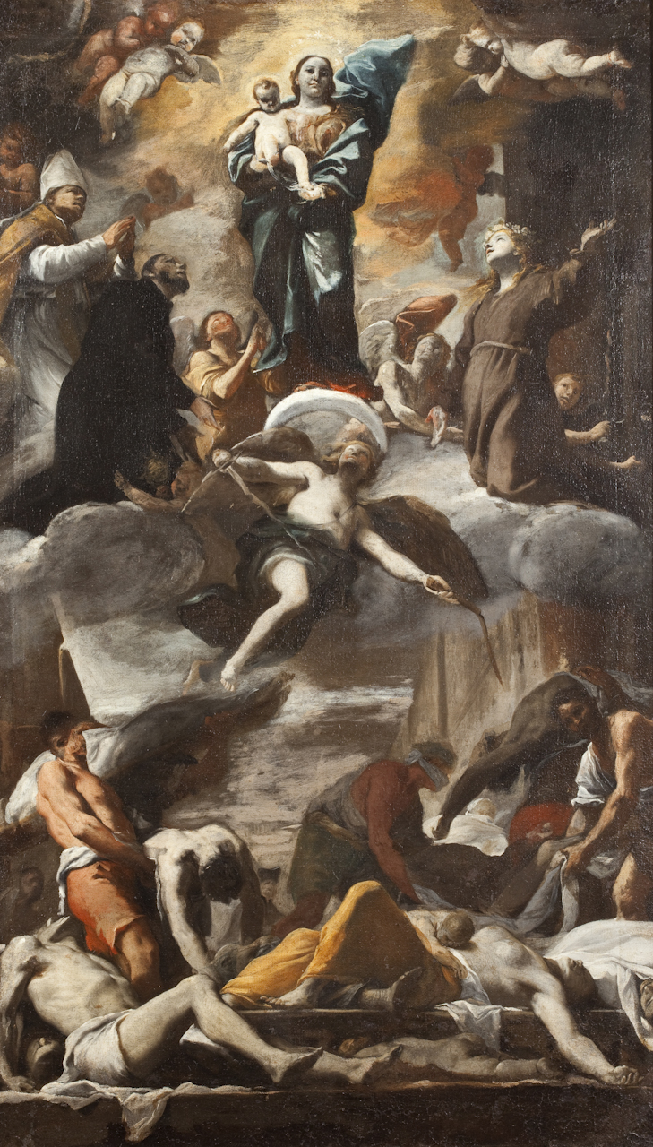 L'Immacolata e i Santi patroni proteggono Napoli dalla peste del 1656 (dipinto) di Preti Mattia detto Cavalier Calabrese (sec. XVII)