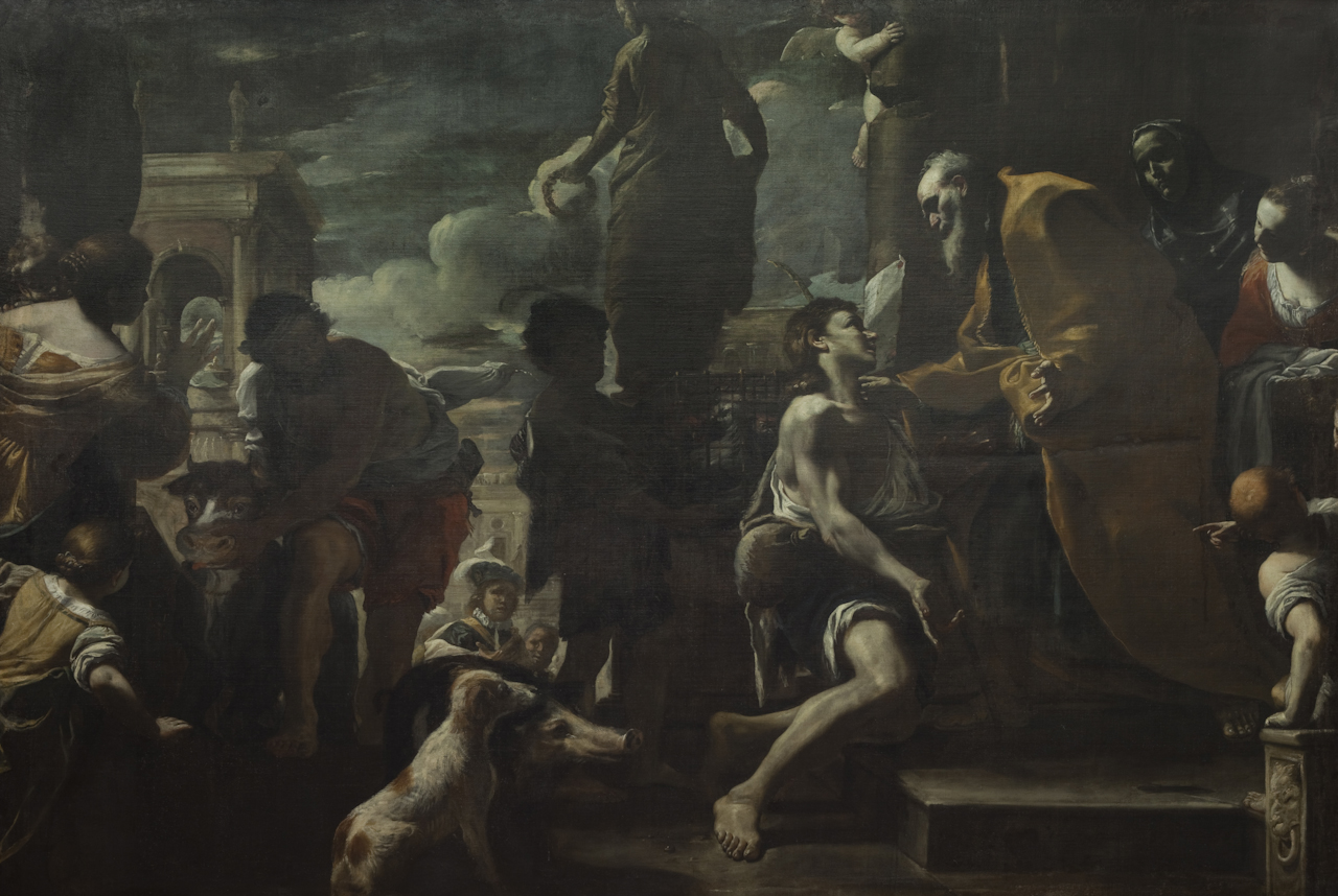 ritorno del figliol prodigo (dipinto) di Preti Mattia detto Cavalier Calabrese (sec. XVII)