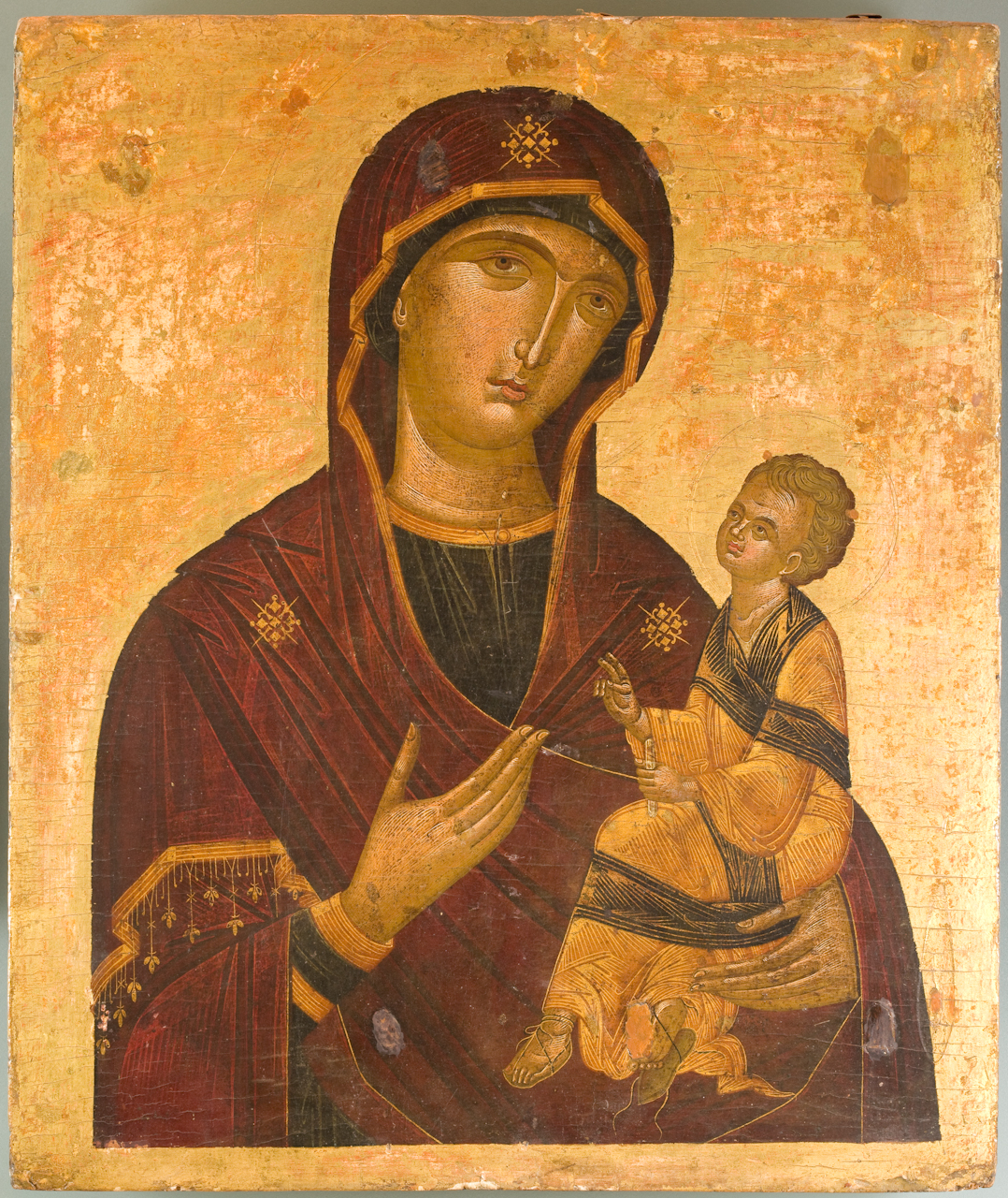 Madonna con bambino (dipinto) di Rizo Andrea (metà sec. XV)