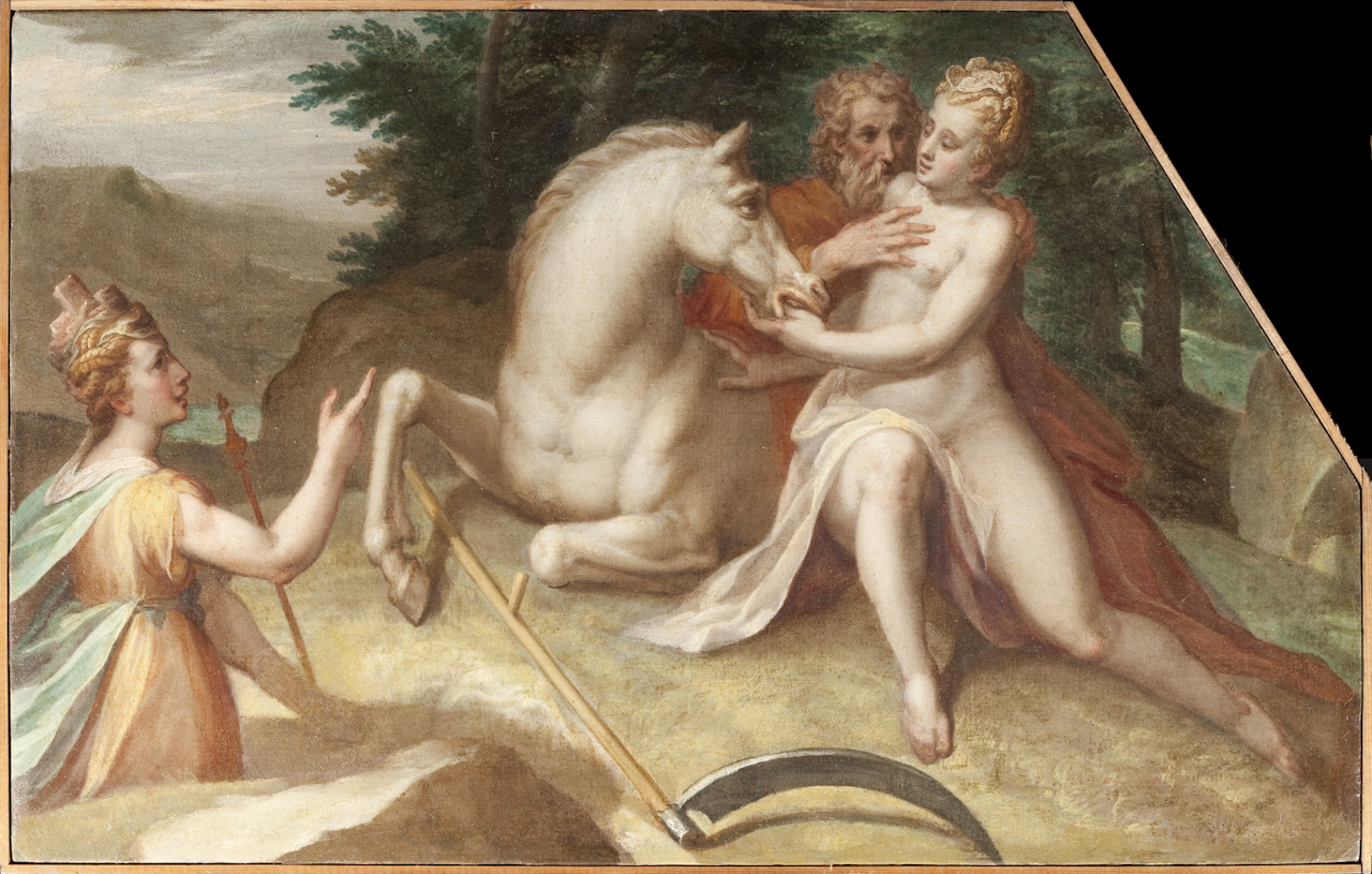 Cibele Cronos e Philira (dipinto) di Sons Jean (sec. XVI)