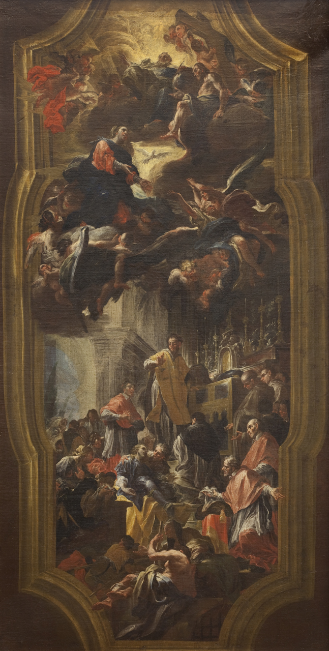 San Domenico resuscita Napoleone Orsini (dipinto) di Vaccaro Domenico Antonio (sec. XVIII)
