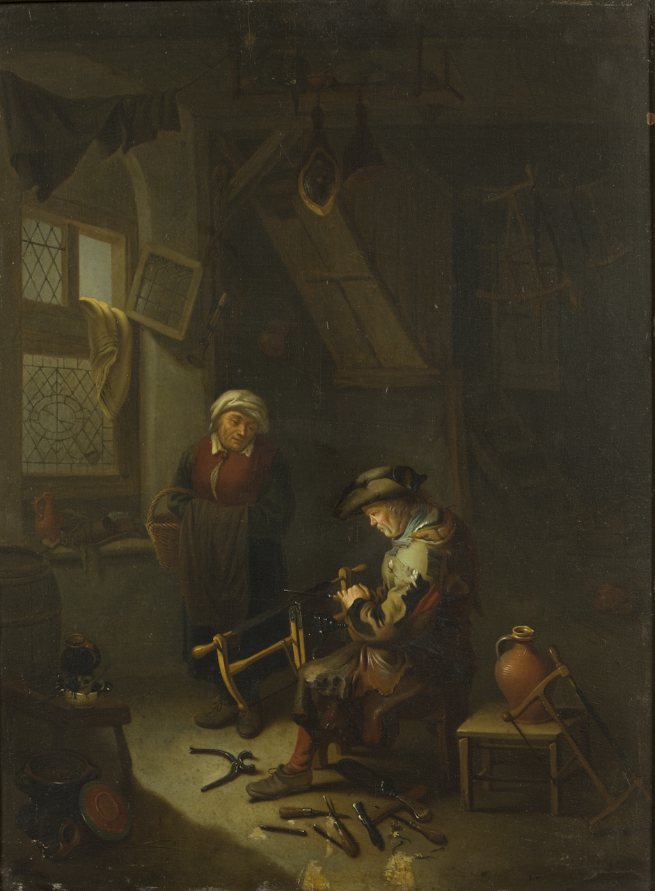 Bottega dell'arrotino (dipinto) di Grundmann Johann Basil (sec. XVIII)
