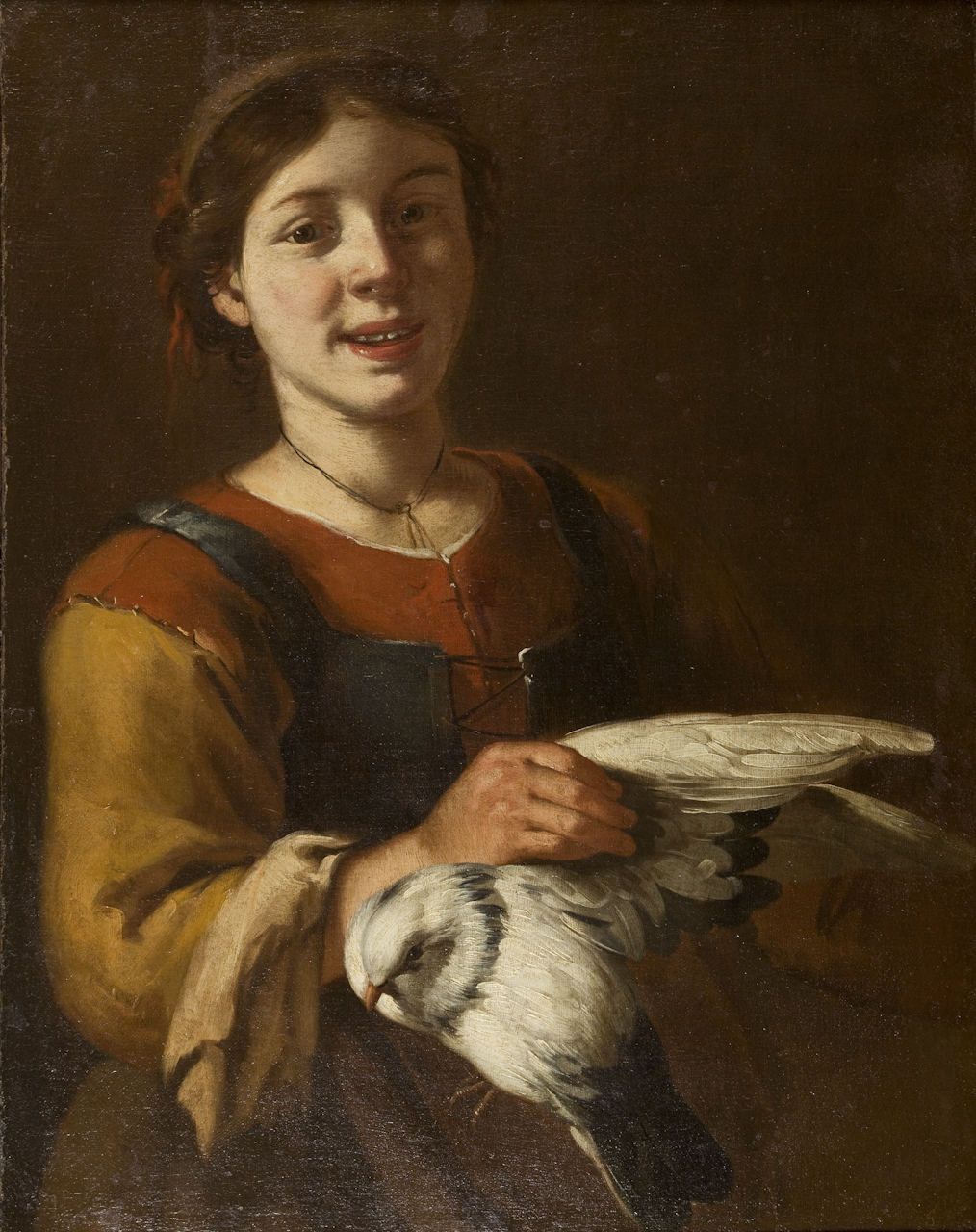 Ragazza con colomba (dipinto) di Cipper Francesco (inizio sec. XVIII)