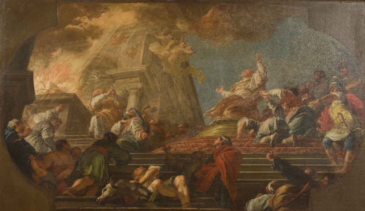 dedicazione del tempio di Gerusalemme (dipinto) di Bonito Giuseppe (sec. XVIII)