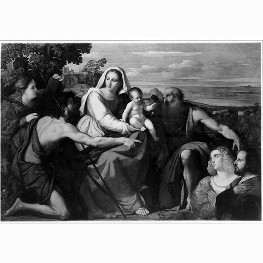 Sacra Conversazione con donatori (dipinto) di Negretti Jacopo detto Jacopo Palma il Vecchio (sec. XVI)