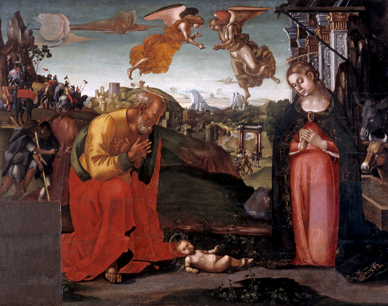 adorazione di Gesù Bambino (dipinto) di Signorelli Luca (sec. XV)