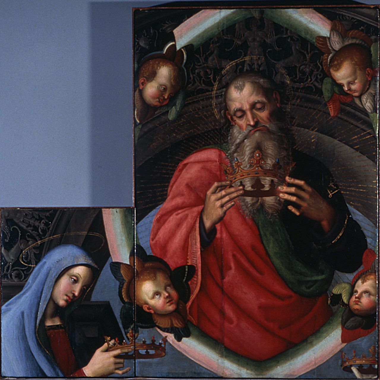 Dio Padre e la Madonna (dipinto) di Sanzio Raffaello (e aiuti) (inizio sec. XVI)