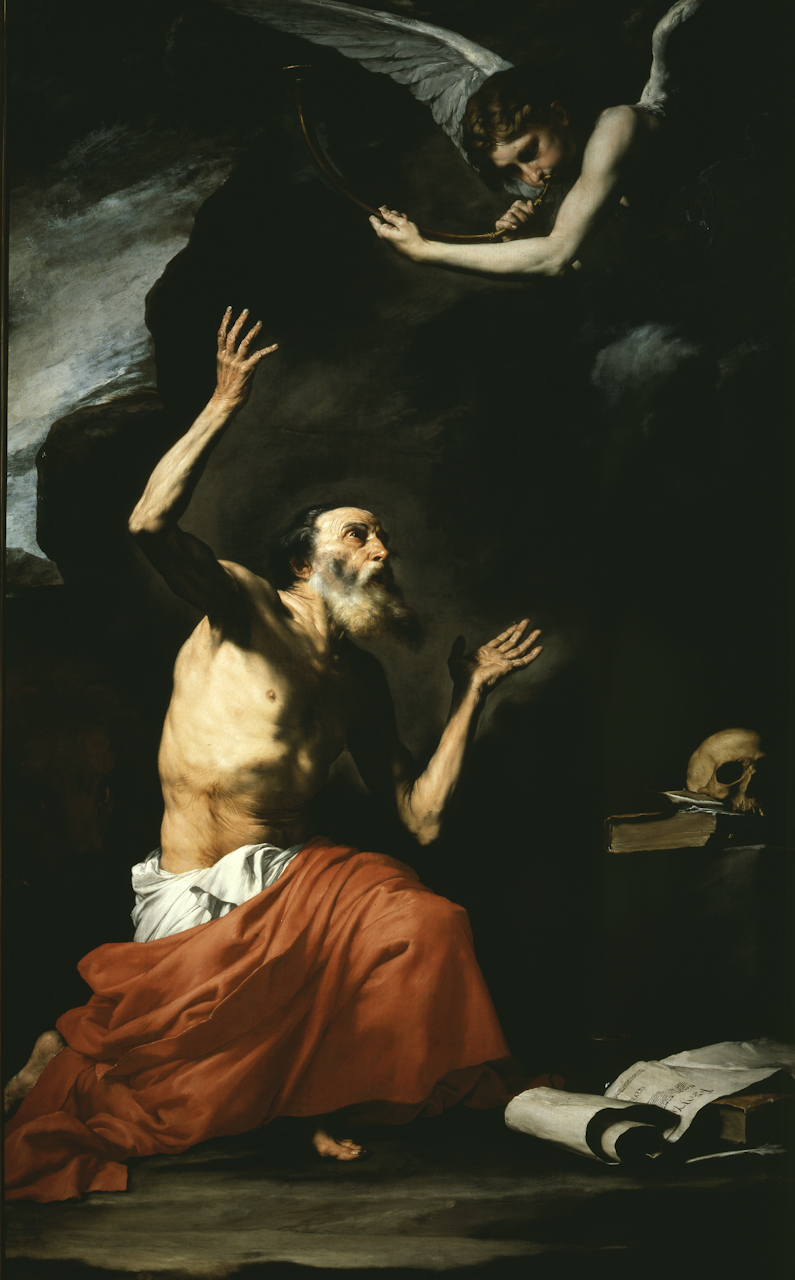 San Girolamo ha la visione degli angeli che suonano le trombe del Giudizio (dipinto) di De Ribera Jusepe detto Spagnoletto (secondo quarto sec. XVII)