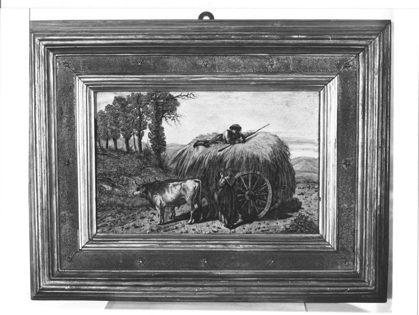 scena di vita campestre (mattonella) di Martelli Achille (sec. XIX)