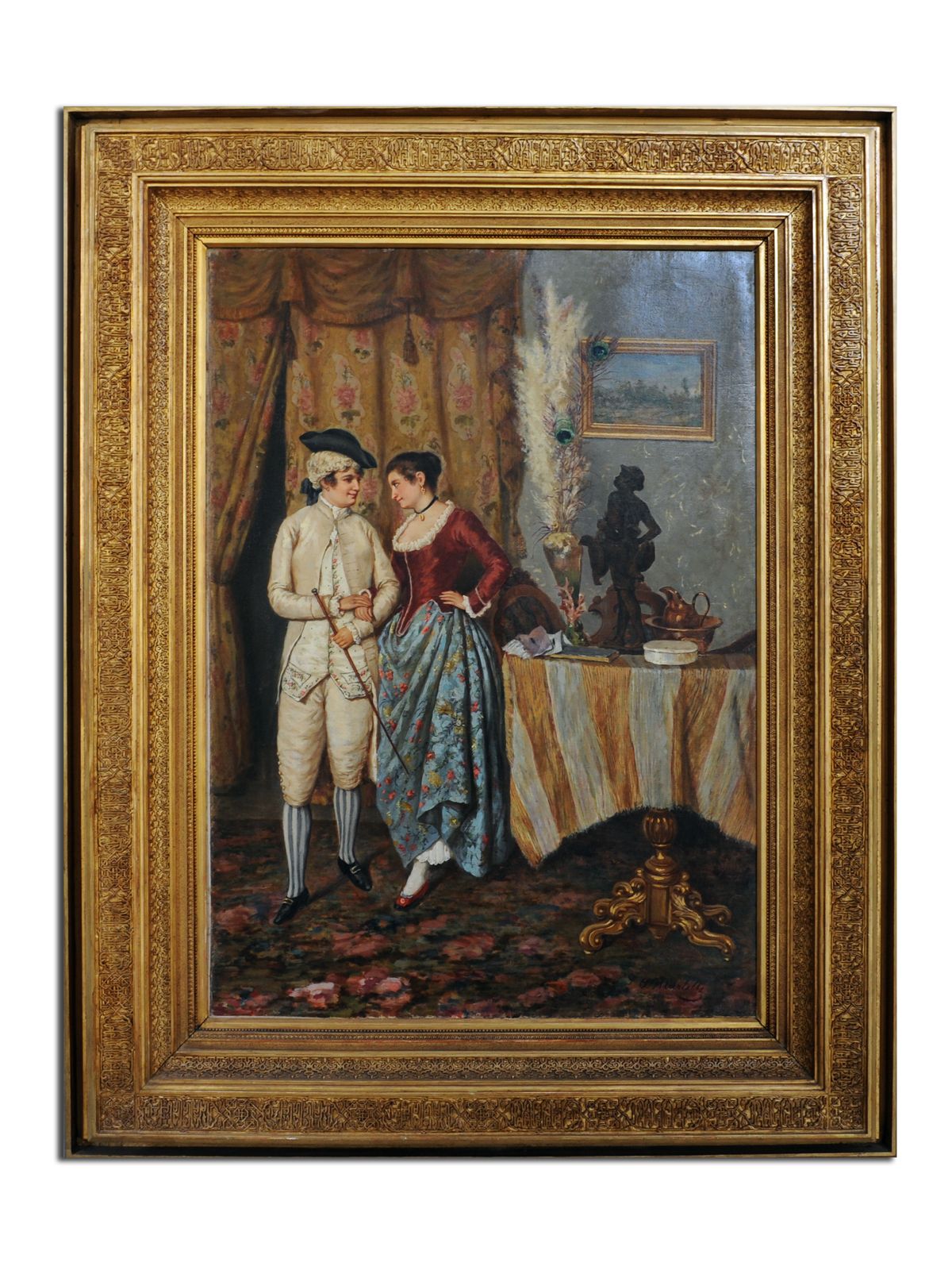 Il duetto, scena familiare (dipinto) di Martelli Achille (sec. XIX)