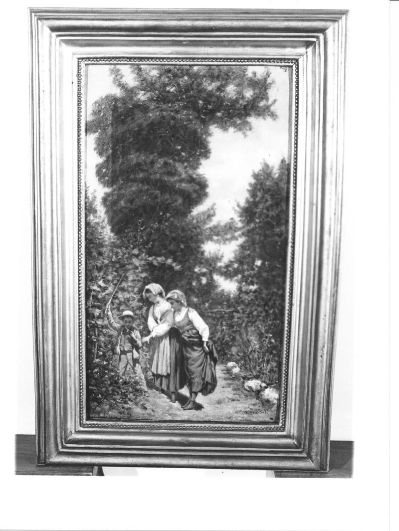 scena di vita campestre (dipinto) di Martelli Achille (sec. XIX)