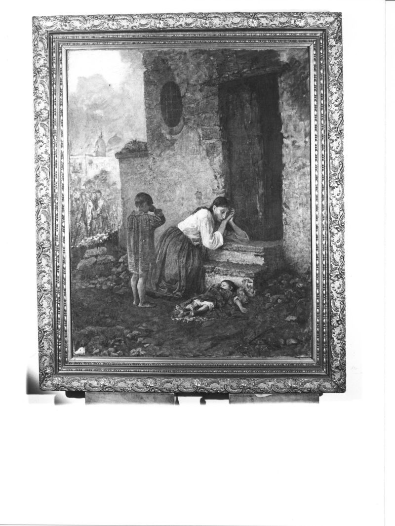 Dolori di madre, scena familiare (dipinto) di Martelli Achille (attribuito) (ultimo quarto sec. XIX)