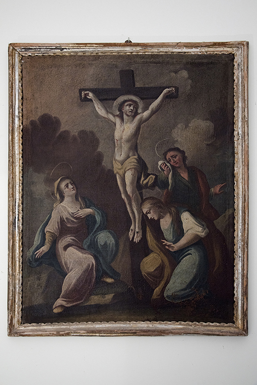 Crocifissione di Cristo con la Madonna, Maria Maddalena e san Giovanni evangelista (dipinto) - ambito Italia meridionale (seconda metà sec. XIX)