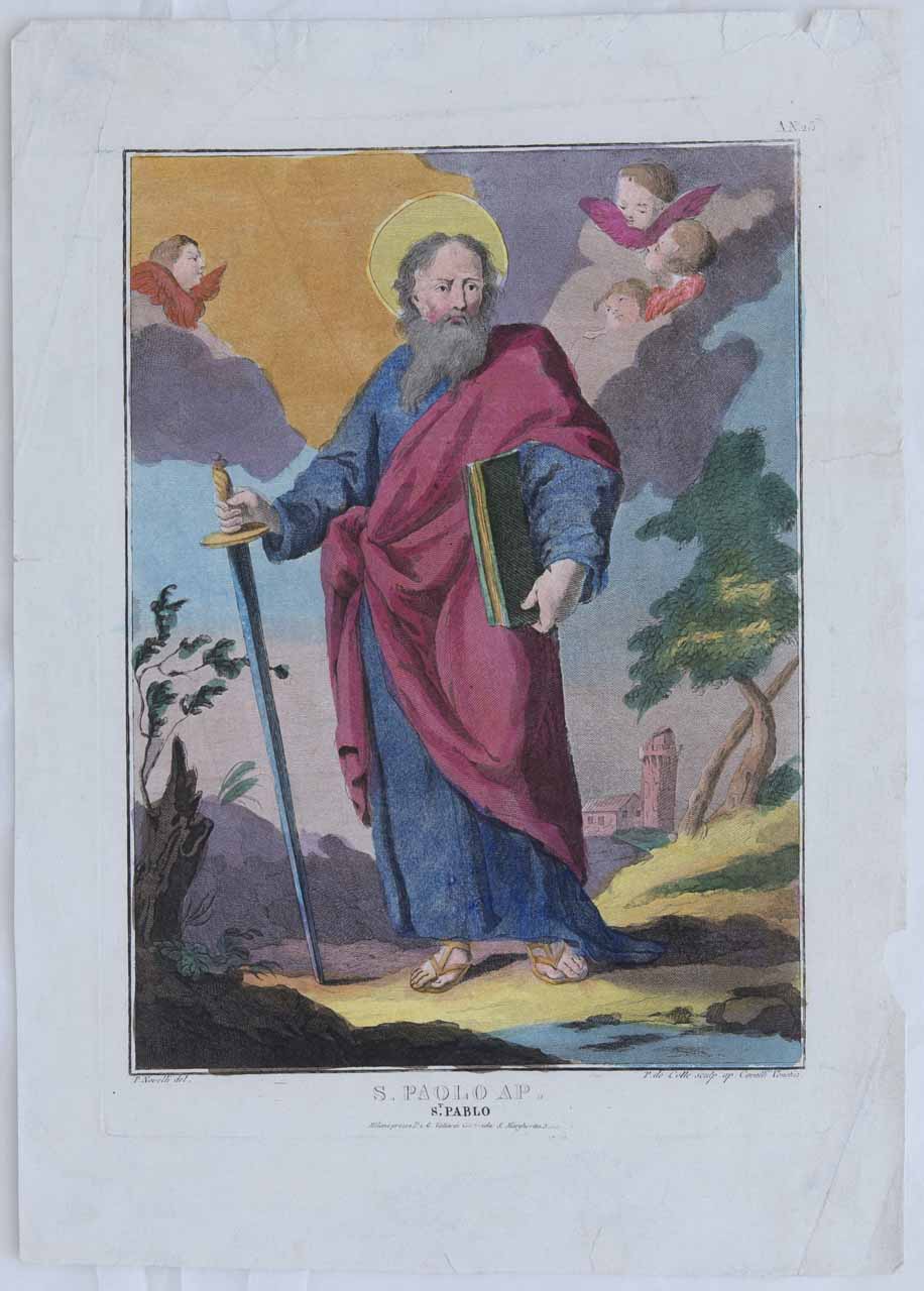 San Paolo apostolo (stampa, serie) di De Col Pellegrino, Novelli Pietro Antonio - ambito veneto (secc. XVIII/ XIX)