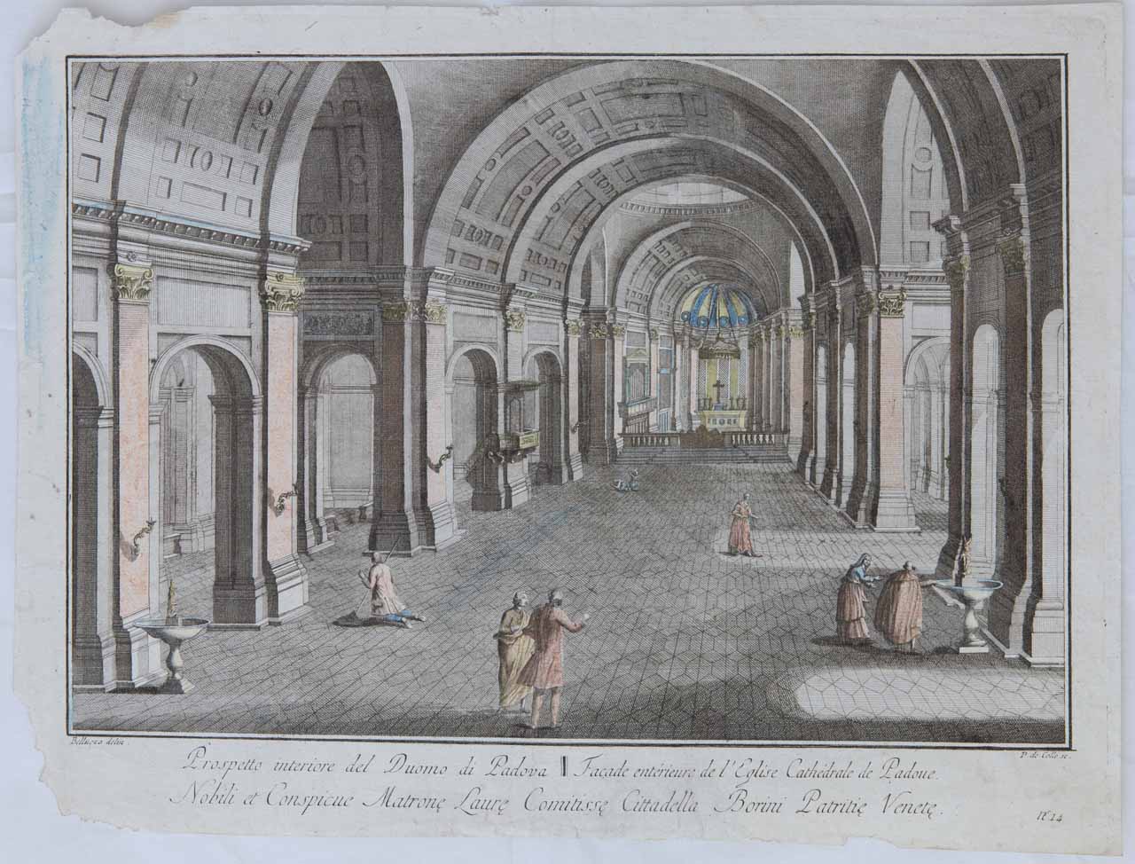 Interno del duomo di Padova (stampa, serie) di De Col Pellegrino, Bellucco Francesco - ambito veneto (sec. XVIII)