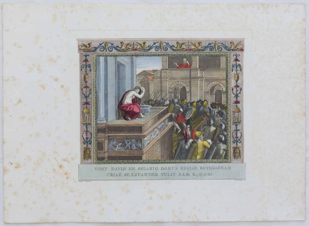 David e Betsabea (stampa, serie) di De Col Pellegrino - ambito veneto (sec. XIX)