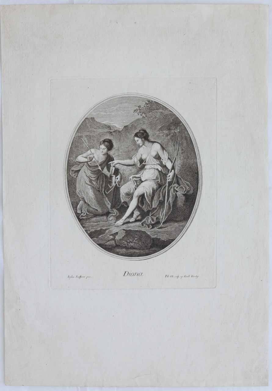 Diana e un'ancella (stampa, serie) di De Col Pellegrino - ambito veneto (secc. XVIII/ XIX)