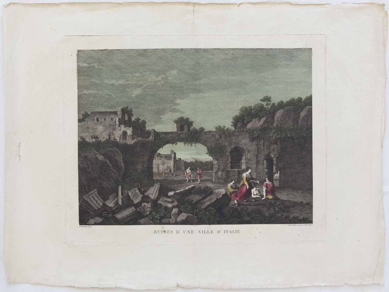 Paesaggio con rovine (stampa, serie) di De Col Pellegrino - ambito veneto (secc. XVIII/ XIX)