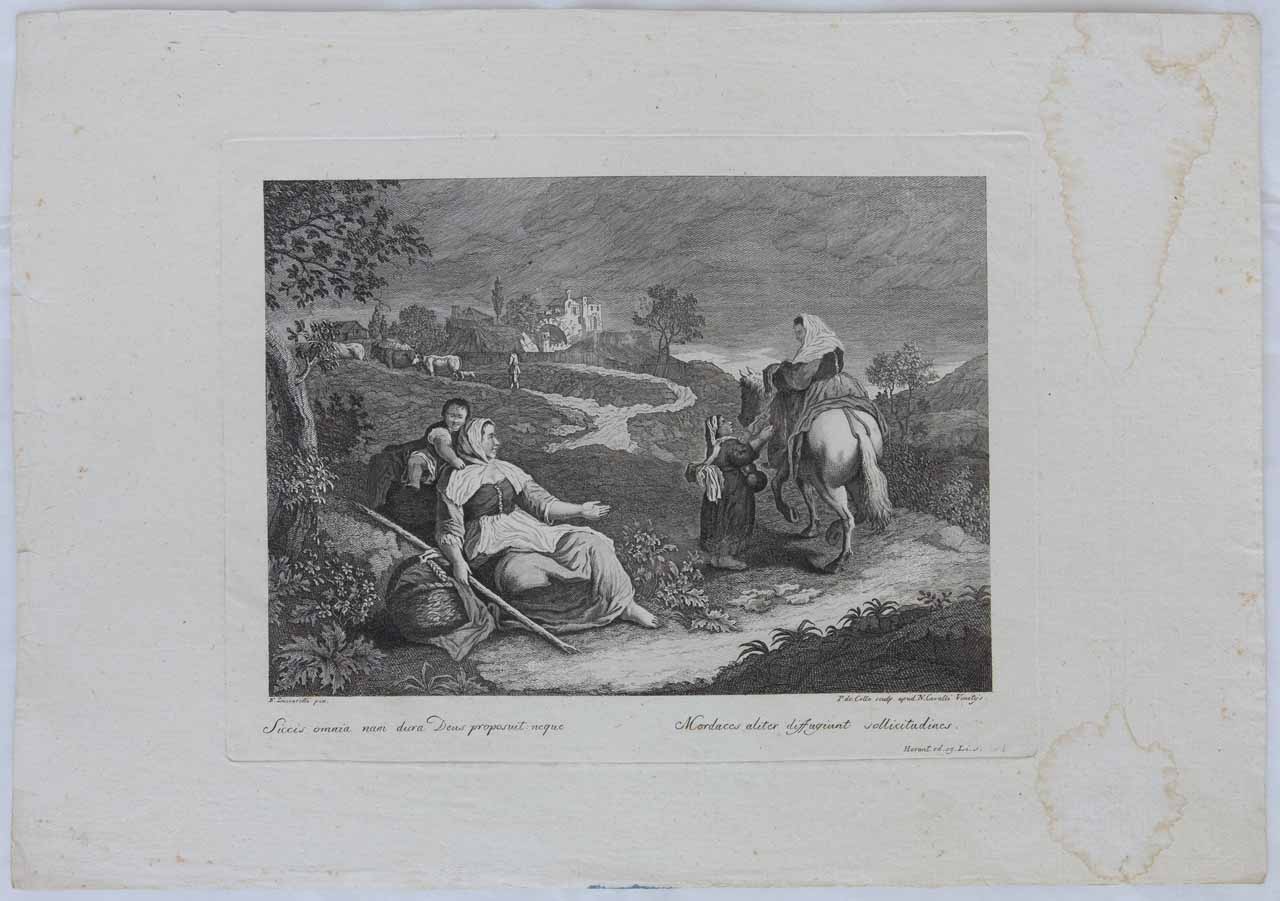 Paesaggio con pastori (stampa, serie) di De Col Pellegrino - ambito veneto (secc. XVIII/ XIX)