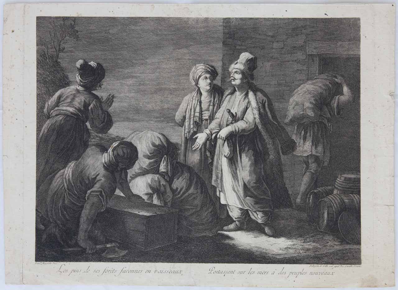 Il mercante (stampa smarginata, serie) di De Col Pellegrino - ambito veneto (secc. XVIII/ XIX)