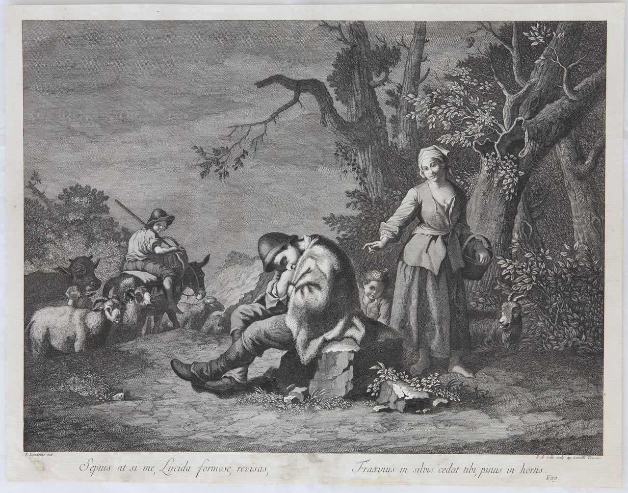 Scena pastorale (stampa smarginata, serie) di De Col Pellegrino, Londonio Francesco - ambito veneto (secc. XVIII/ XIX)