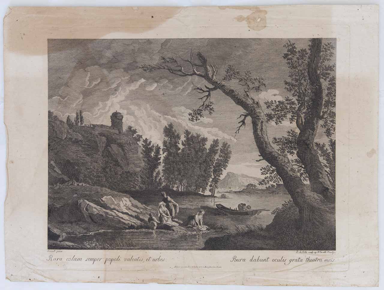 Paesaggio fluviale (stampa, serie) di De Col Pellegrino - ambito veneto (secc. XVIII/ XIX)