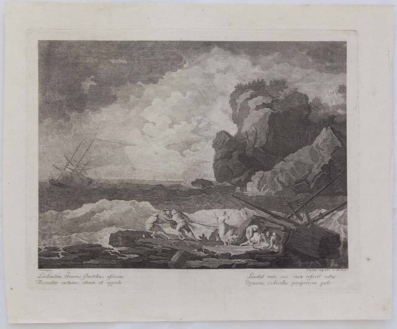 Marina in tempesta (stampa, serie) di De Col Pellegrino - ambito veneto (secc. XVIII/ XIX)