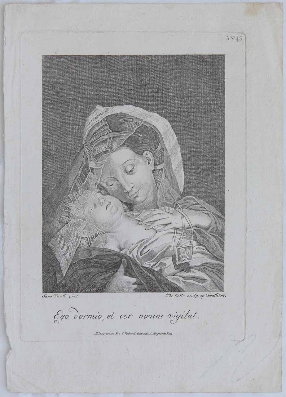 Madonna con Bambino (stampa) di De Col Pellegrino - ambito veneto (secc. XVIII/ XIX)